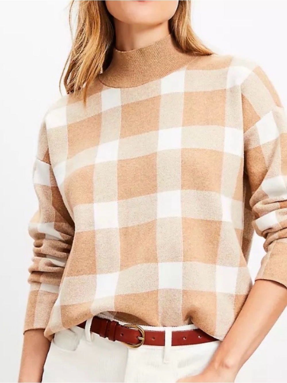 LOFT Mock Neck Tan Sweater Size S - Never Worn